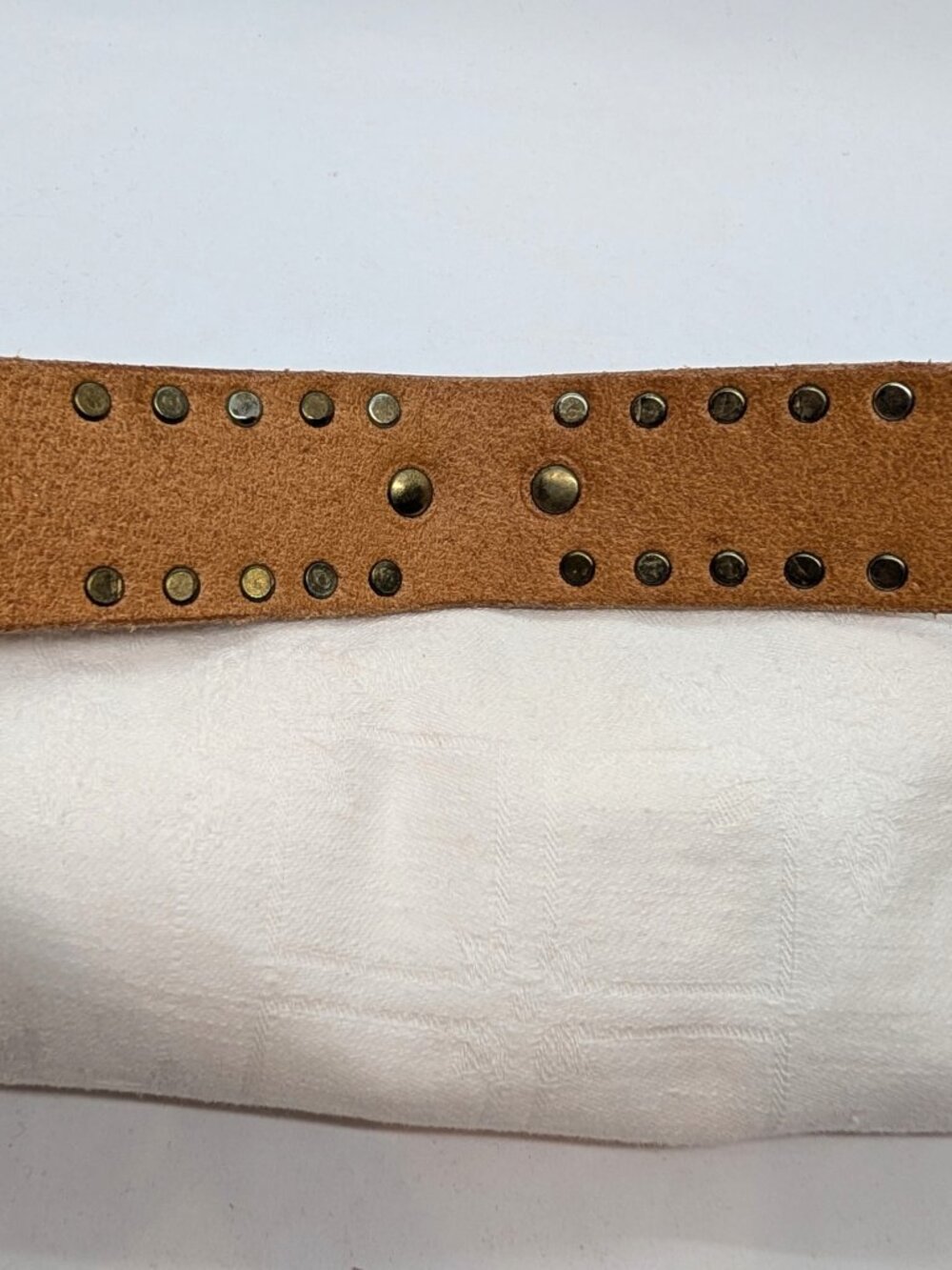 Fleet Ilya Classic Leather Collar Studs Grommets D-Ring Natural Tan New NWT - Picture 6 of 7